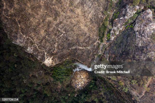 General view of fire damaged country in the The Greater Blue Mountains World Heritage Area near the town of Blackheath on February 21, 2020 in...