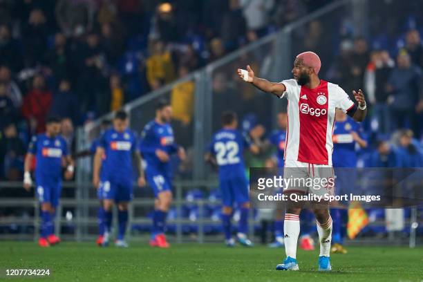 Ryan Babel of AFC Ajax reacts during the UEFA Europa League round of 32 first leg match between Getafe CF and AFC Ajax at Coliseum Alfonso Perez on...