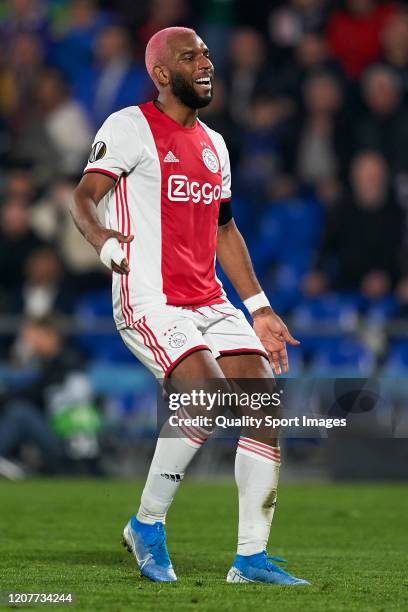 Ryan Babel of AFC Ajax reacts during the UEFA Europa League round of 32 first leg match between Getafe CF and AFC Ajax at Coliseum Alfonso Perez on...