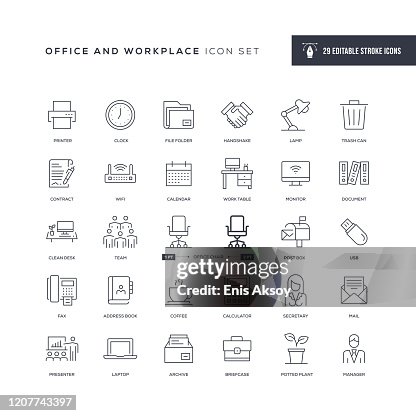 Office and Workplace Editable Stroke Line Icons Office and Workplace Editable Stroke Line Icons