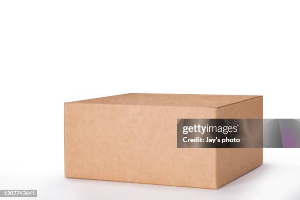 brown box on white background with clipping path - jay brown stock pictures, royalty-free photos & images