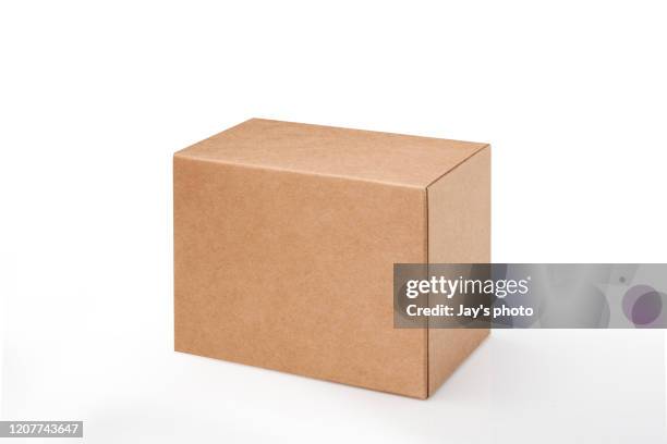 brown box on white background with clipping path - cardboard ストックフォトと画像