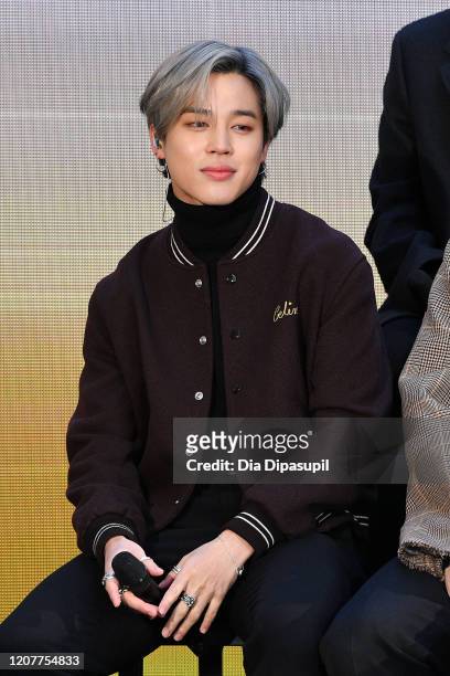 Jimin of the K-pop boy band BTS visits the "Today" Show at Rockefeller Plaza on February 21, 2020 in New York City.