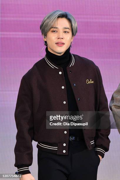Jimin of the K-pop boy band BTS visits the "Today" Show at Rockefeller Plaza on February 21, 2020 in New York City.