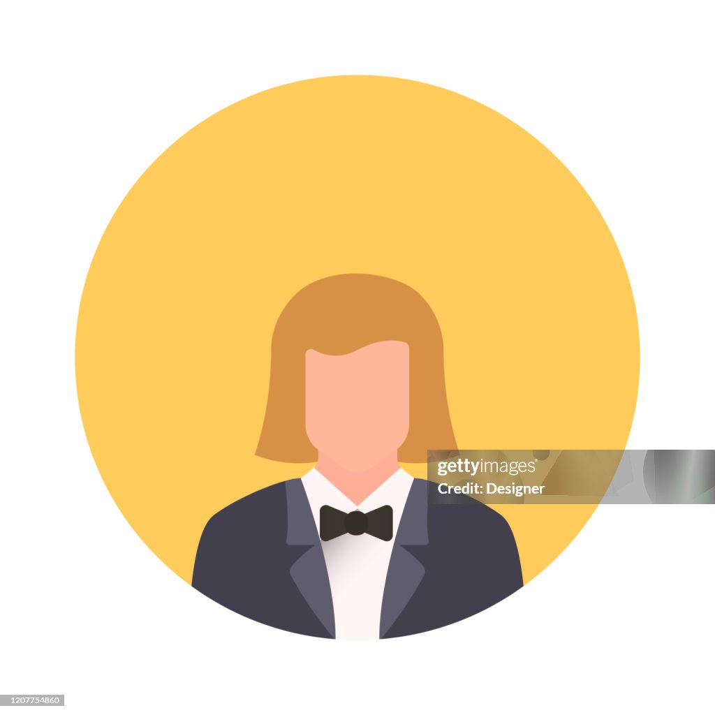 Waitress Avatar Flat Icon. Flat Vector Illustration Symbol Design Element