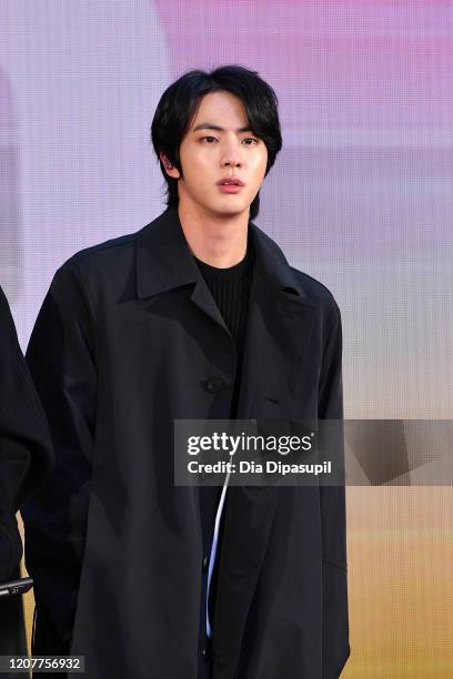 Jin of the K-pop boy band BTS visits the "Today" Show at Rockefeller Plaza on February 21, 2020 in New York City.