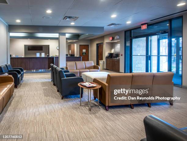 modern reception area - medical lobby stock pictures, royalty-free photos & images