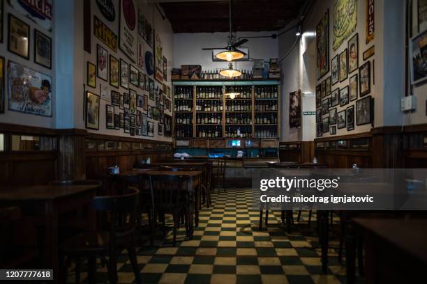 interior of traditional coffee shop in buenos aires - gastro pub stock pictures, royalty-free photos & images