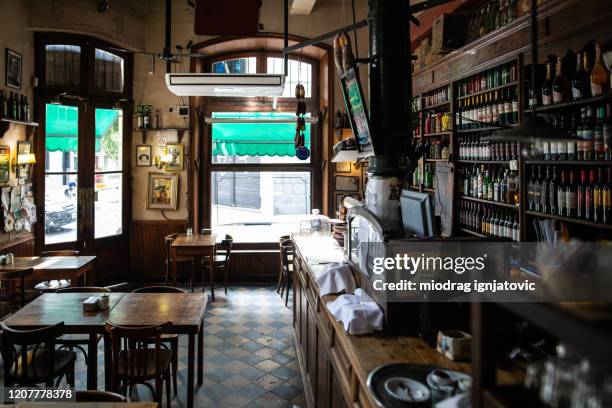 interior of traditional coffee shop in buenos aires - gastro pub stock pictures, royalty-free photos & images