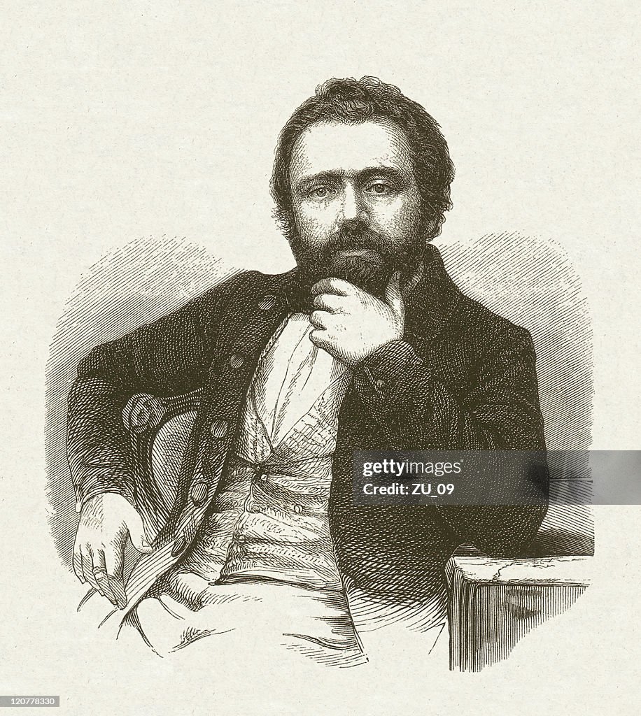 Berthold Auerbach (1812-1882), German writer, wood engraving, published in 1854