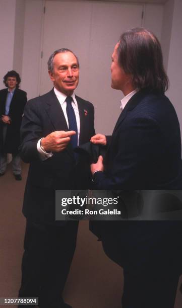 Michael Bloomberg and Patrick McMullan attend Aperture's 50th Anniversary Golden Gala Benefit at Sotheby's in New York City on January 9, 2003.