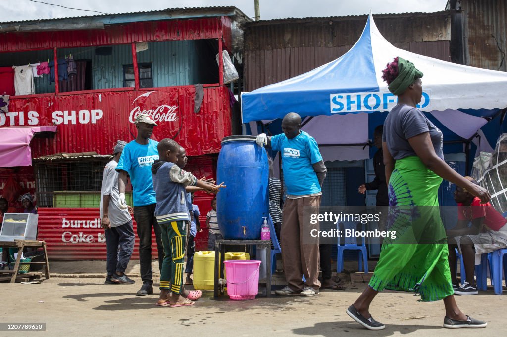 Temporary Hand-washing Stations As Kenyan Virus Cases Climb