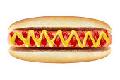 Hot dog on white