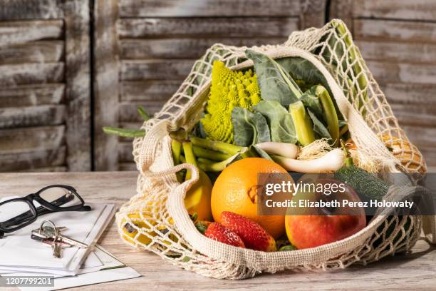 still life with shopping bag - cabbage key stock pictures, royalty-free photos & images