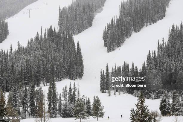 People cross country ski near Copper Mountain in Frisco, Colorado, U.S, on Thursday, March 19, 2020. Colorado Governor Jared Polis ordered the...