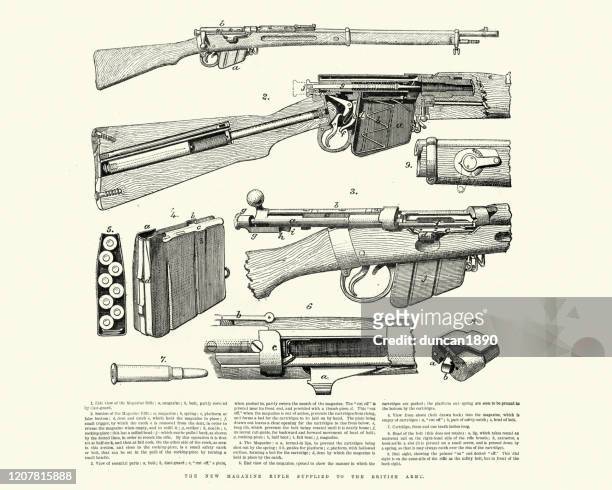 ilustraciones, imágenes clip art, dibujos animados e iconos de stock de fusiles martini-henry (marca ii) del ejército británico, siglo xix - ammunition magazine