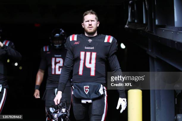 Matt McGloin of the New York Guardians walks out to the field before the XFL game against the Tampa Bay Vipers at MetLife Stadium on February 9, 2020...