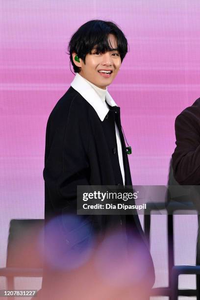 Of the K-pop boy band BTS visits the "Today" Show at Rockefeller Plaza on February 21, 2020 in New York City.