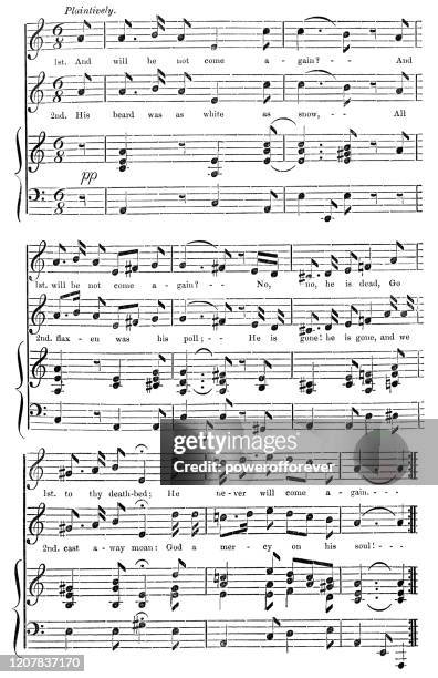 und wird er nicht wiederkommen? von william shakespeare - werke von william shakespeare - sheet music stock-grafiken, -clipart, -cartoons und -symbole