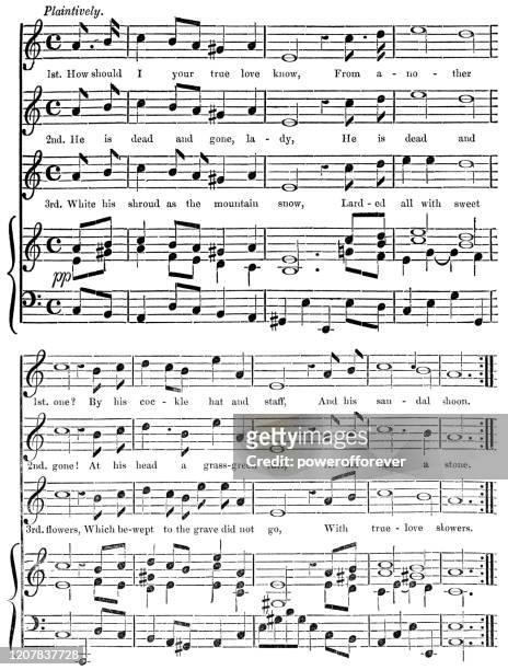 how should i your true love know? by william shakespeare - works of william shakespeare - sheet music stock illustrations