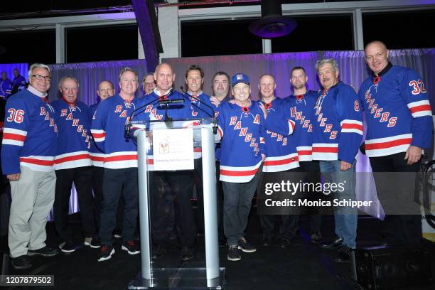 New York Rangers Alumni Brian Leetch, Ron Duguay, Glenn Anderson, Tom Laidlaw, Rod Gilbert, Nick Fotiu, Chris Kotsopoulos, Ron Greschner, Stephane...