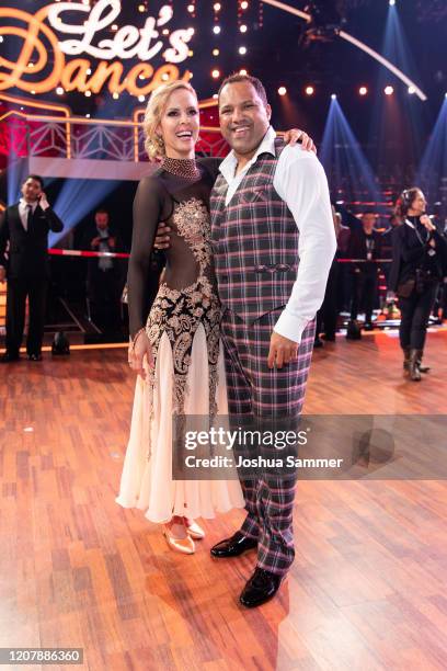 Ailton Goncalves da Silva and Isabel Edvardsson are seen on stage during the pre-show "Wer tanzt mit wem? Die grosse Kennenlernshow" of the...