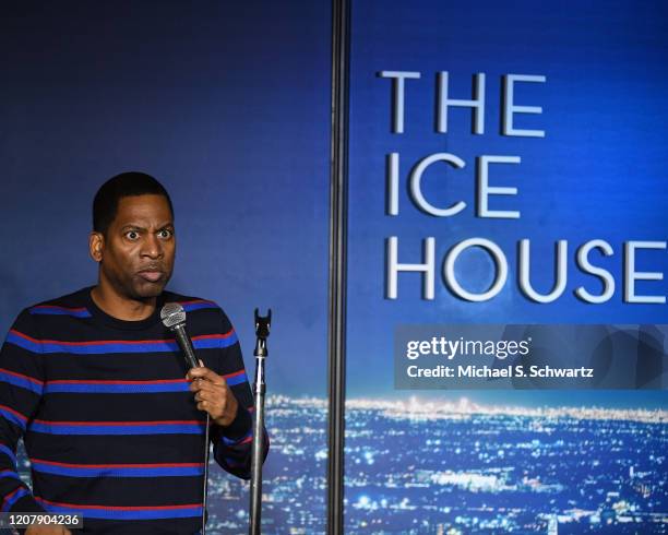 Comedian Tony Rock performs during his appearance at The Ice House Comedy Club on February 21, 2020 in Pasadena, California.