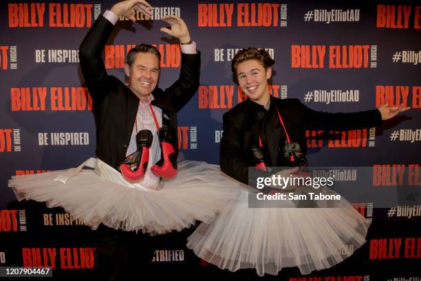 Todd and Beau Woodbridge attends opening night of "Billy Elliot: The Musical" on February 22, 2020 in Melbourne, Australia.