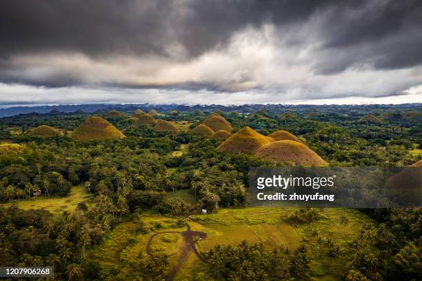 aerial view of chocolate hill - bohol stock pictures, royalty-free photos & images