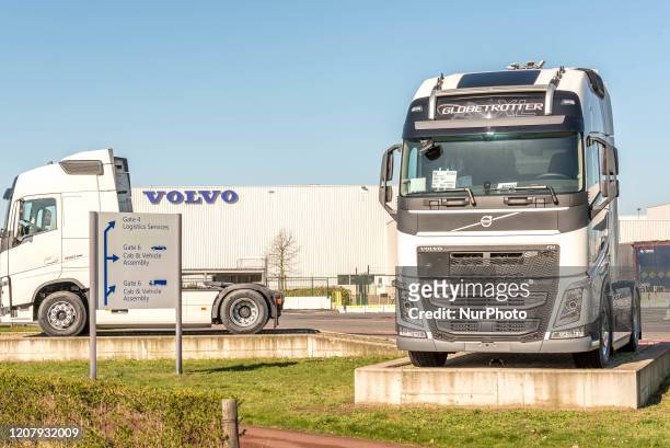 View of Volvo offices in Gent, Belgium, on March 21, 2020. Volvo suspends car production in Europe and the US,Chinese-owned Swedish auto maker Volvo...