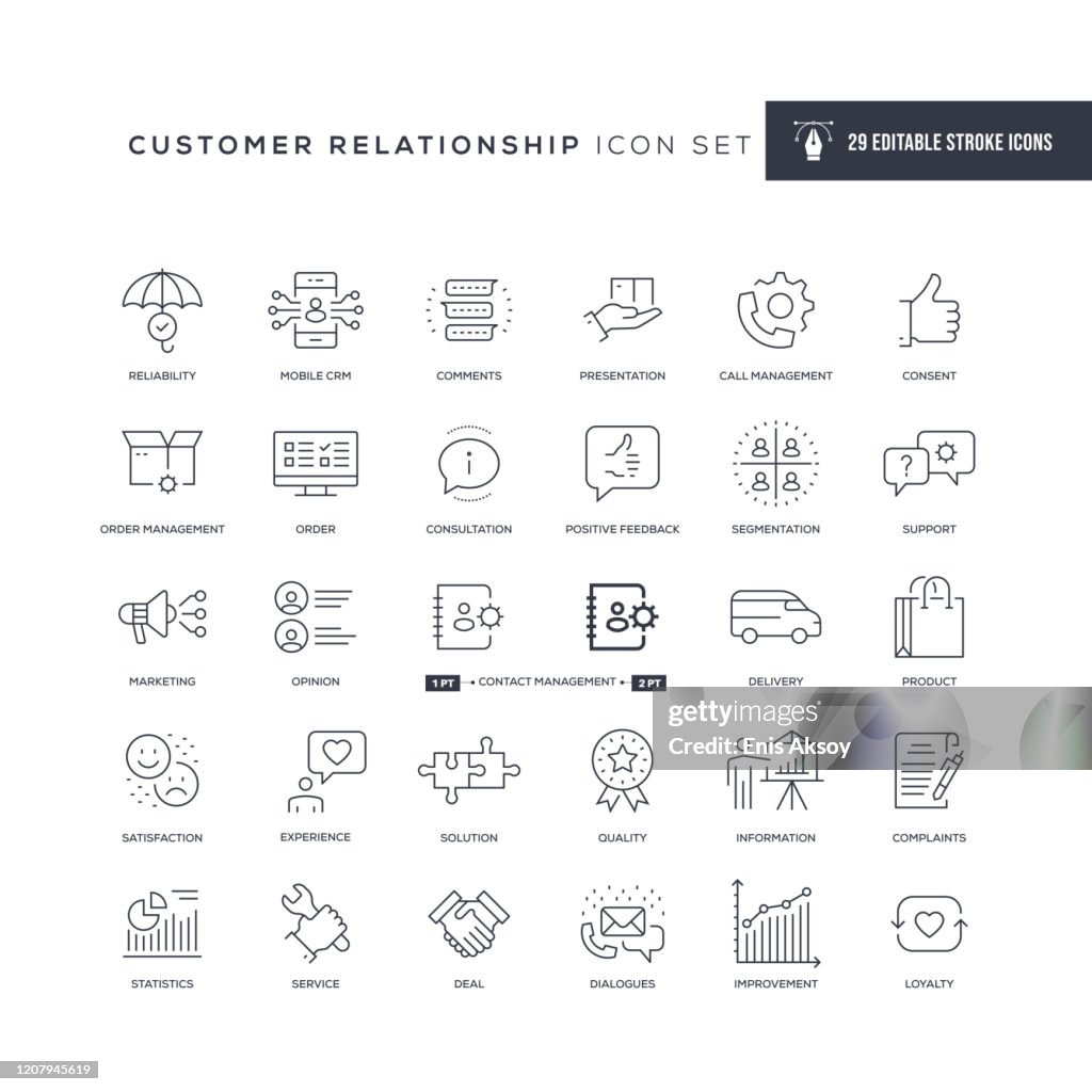 Customer Relationship Editable Stroke Line Icons