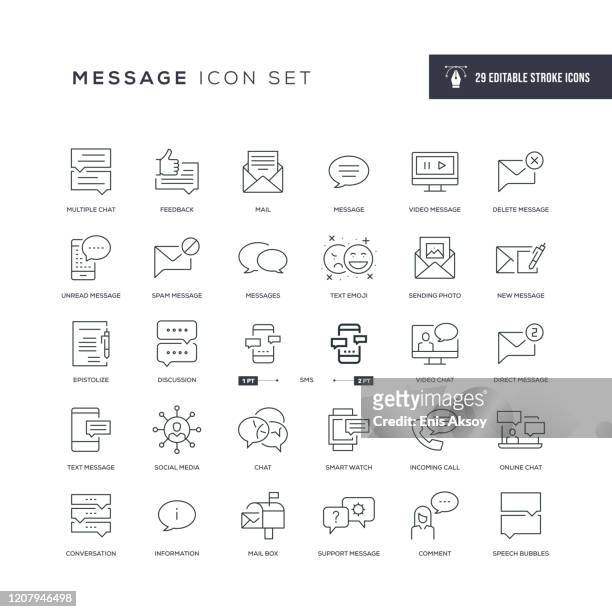 ilustrações de stock, clip art, desenhos animados e ícones de message editable stroke line icons - instant messaging