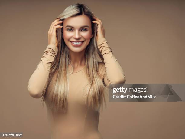 beautiful young girl - long straight hair stock pictures, royalty-free photos & images