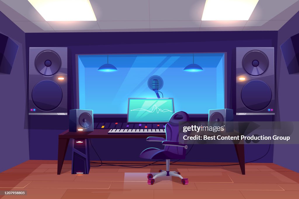 Modern Audio Recording Studio Interior Vector High-Res Vector Graphic ...