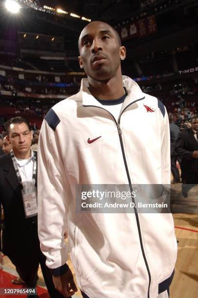 Kobe Bryant of the Los Angeles Lakers attends the T-Mobile Rookie Challenge on February 17, 2006 at the Toyota Center in Houston, Texas. NOTE TO...