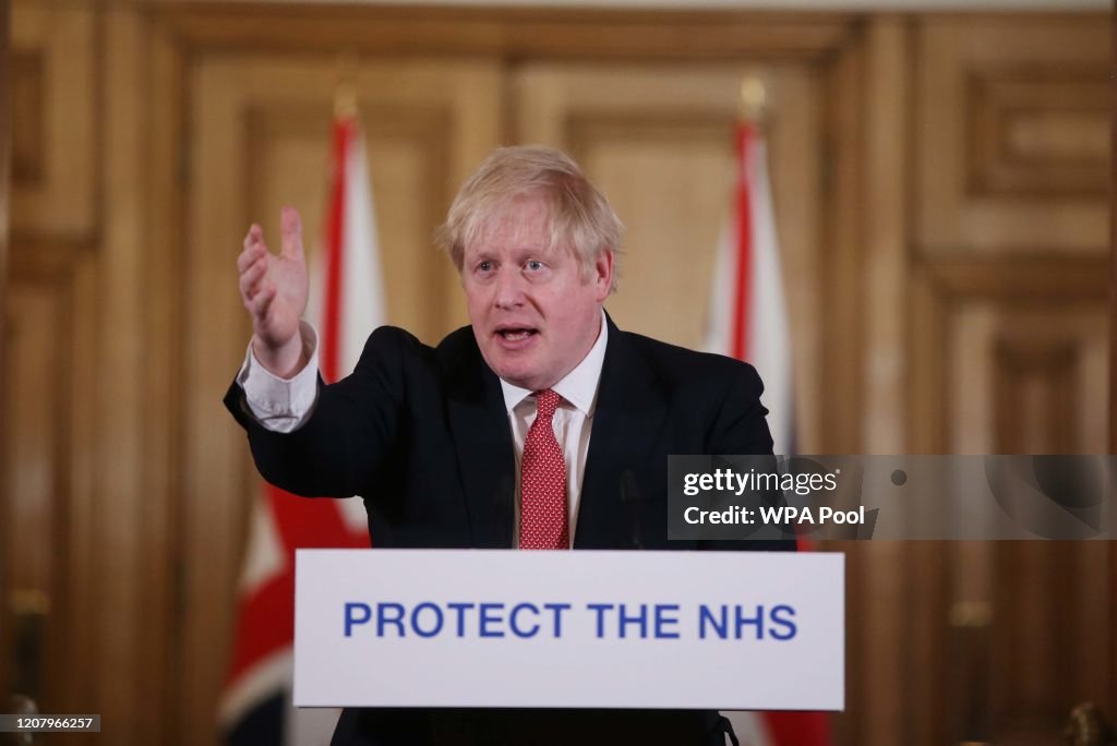 UK PM Johnson Holds A Press Conference To Update The Country On The Coronavirus Pandemic