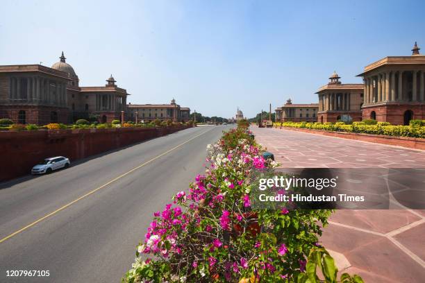 Deserted view near Rashtrapati Bhavan , on March 22, 2020 in New Delhi, India. PM Modi proposed a 'Janata curfew' for the day betwen 7 am and 9 pm as...