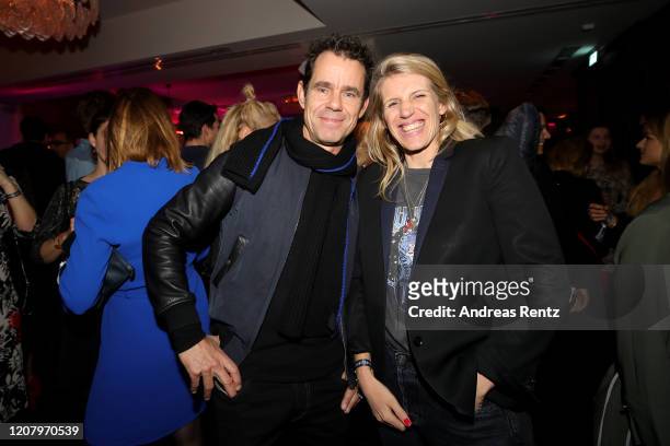 Tom Tykwer and guest attend the Studio Babelsberg Night X Canada Goose on the occasion of the 70th Berlinale at Soho House on February 21, 2020 in...