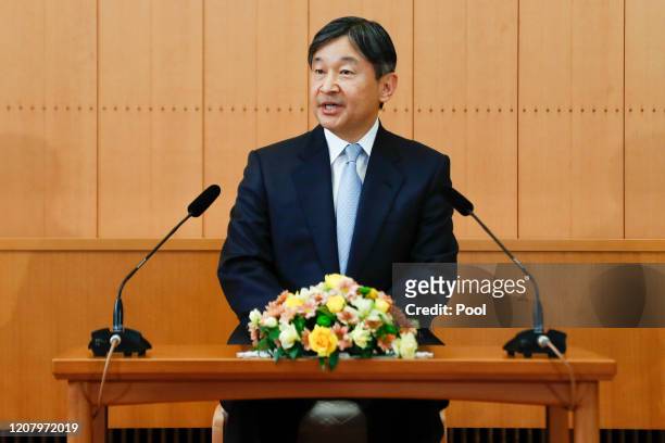 Japan's Emperor Naruhito speaks during a press conference on the occasion of the Emperor's birthday on February 21, 2020 in Tokyo, Japan. Emperor...