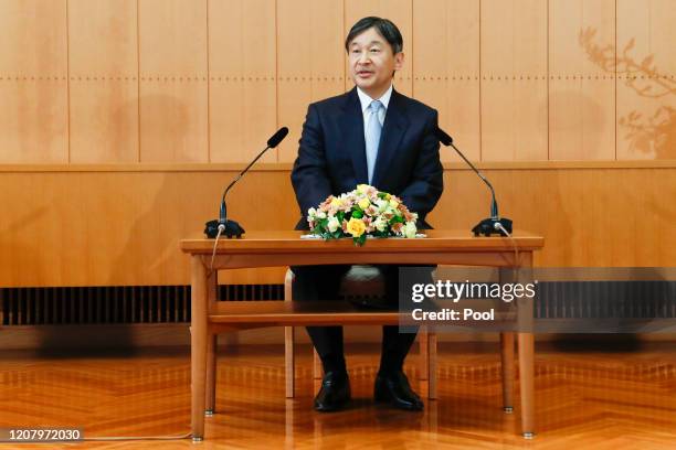 Japan's Emperor Naruhito speaks during a press conference on the occasion of the Emperor's birthday on February 21, 2020 in Tokyo, Japan. Emperor...