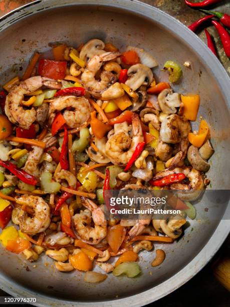 kung pau cashew shrimp - kung pao stock pictures, royalty-free photos & images