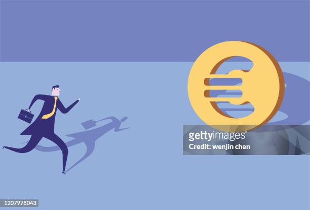 running for money stock illustration - abzeichen stock illustrations
