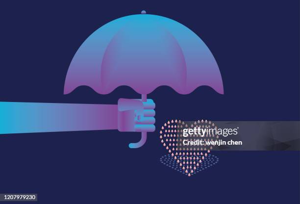 umbrella protects love stock illustration - couple tablet stock illustrations