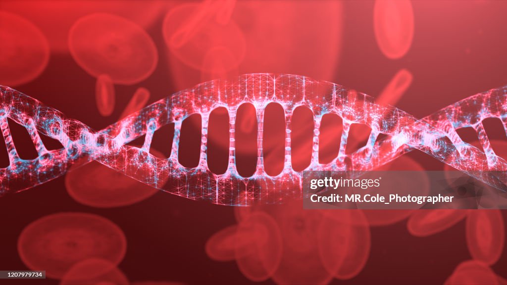 Illustration DNA And Blood cell Futuristic digital design,Abstract background for Business Science and technology