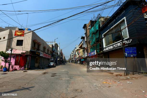 Deserted Gandhi Nagar wholesale garments market, and Shanti Mohalla cloth market, on March 22, 2020 in New Delhi, India. PM Modi proposed a 'Janata...