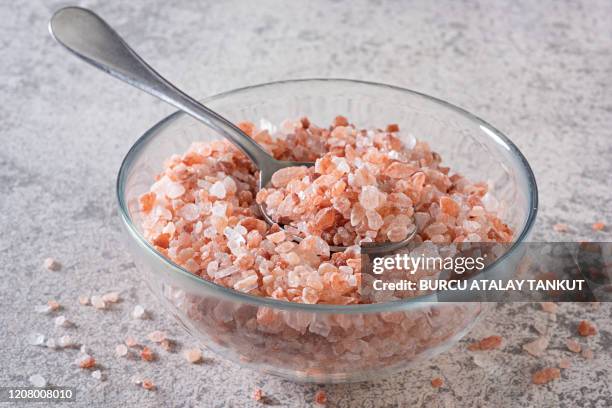 himalayan salt in a bowl - himalayan salt stock-fotos und bilder