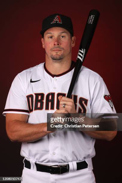 Travis Snider of the Arizona Diamondbacks poses for a portrait during MLB media day at Salt River Fields at Talking Stick on February 21, 2020 in...