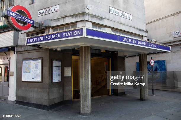 Leicester Square underground station almost deserted due to the Covid-19 outbreak social distancing on what would normally be a busy, bustling day...