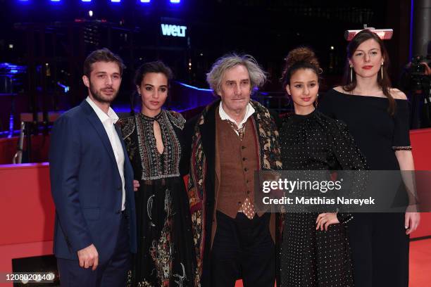 Logann Antuofermo, Souheila Yacoub, wearing Dior, director Philippe Garrel, Oulaya Amamra and Louise Chevillotte pose at the "The Salt of Tears"...