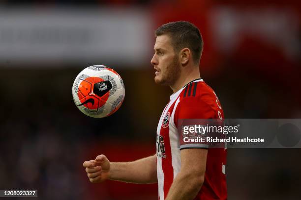 Jack O'Connell of Sheffield United in action during the Premier League match between Sheffield United and Brighton & Hove Albion at Bramall Lane on...